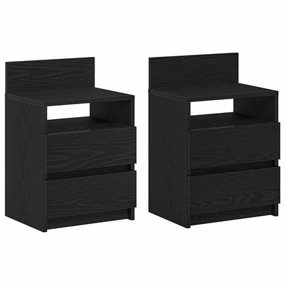 Comodini 2 pz con 2 Cassetti Neri 40x33x60 cm