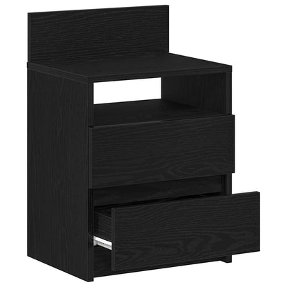 Comodini 2 pz con 2 Cassetti Neri 40x33x60 cm