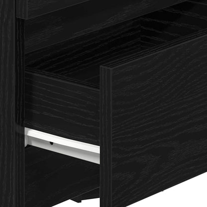 Comodini 2 pz con 2 Cassetti Neri 40x33x60 cm