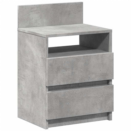 Comodino con 2 Cassetti Grigio Cemento 40x33x60 cm