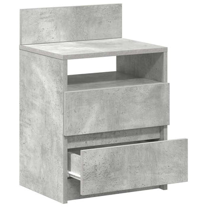 Comodino con 2 Cassetti Grigio Cemento 40x33x60 cm