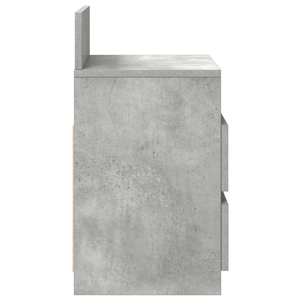 Comodino con 2 Cassetti Grigio Cemento 40x33x60 cm