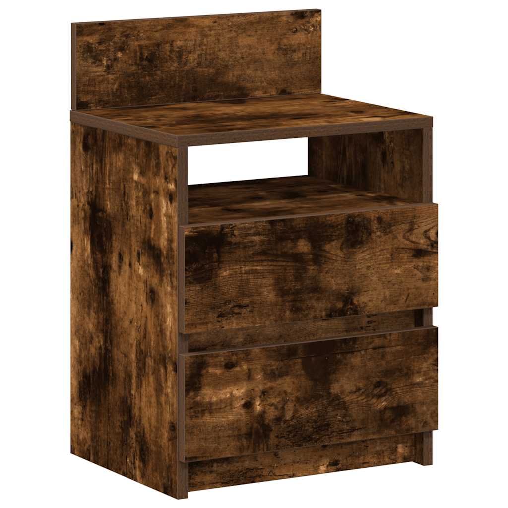 Comodino con 2 Cassetti Rovere Fumo 40x33x60 cm