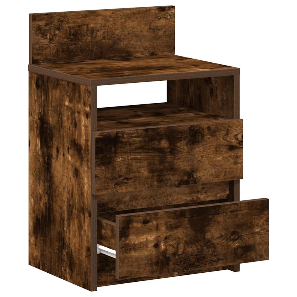 Comodino con 2 Cassetti Rovere Fumo 40x33x60 cm