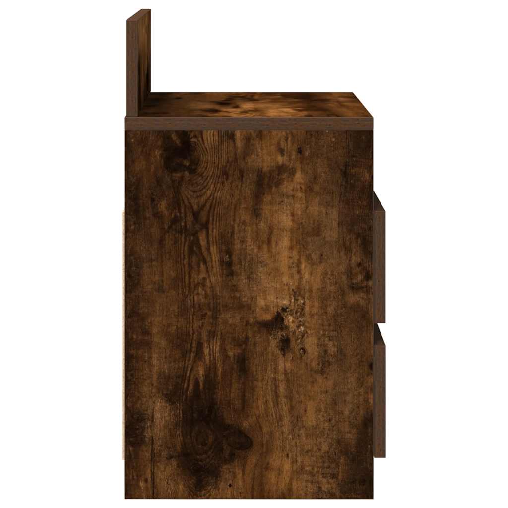 Comodino con 2 Cassetti Rovere Fumo 40x33x60 cm