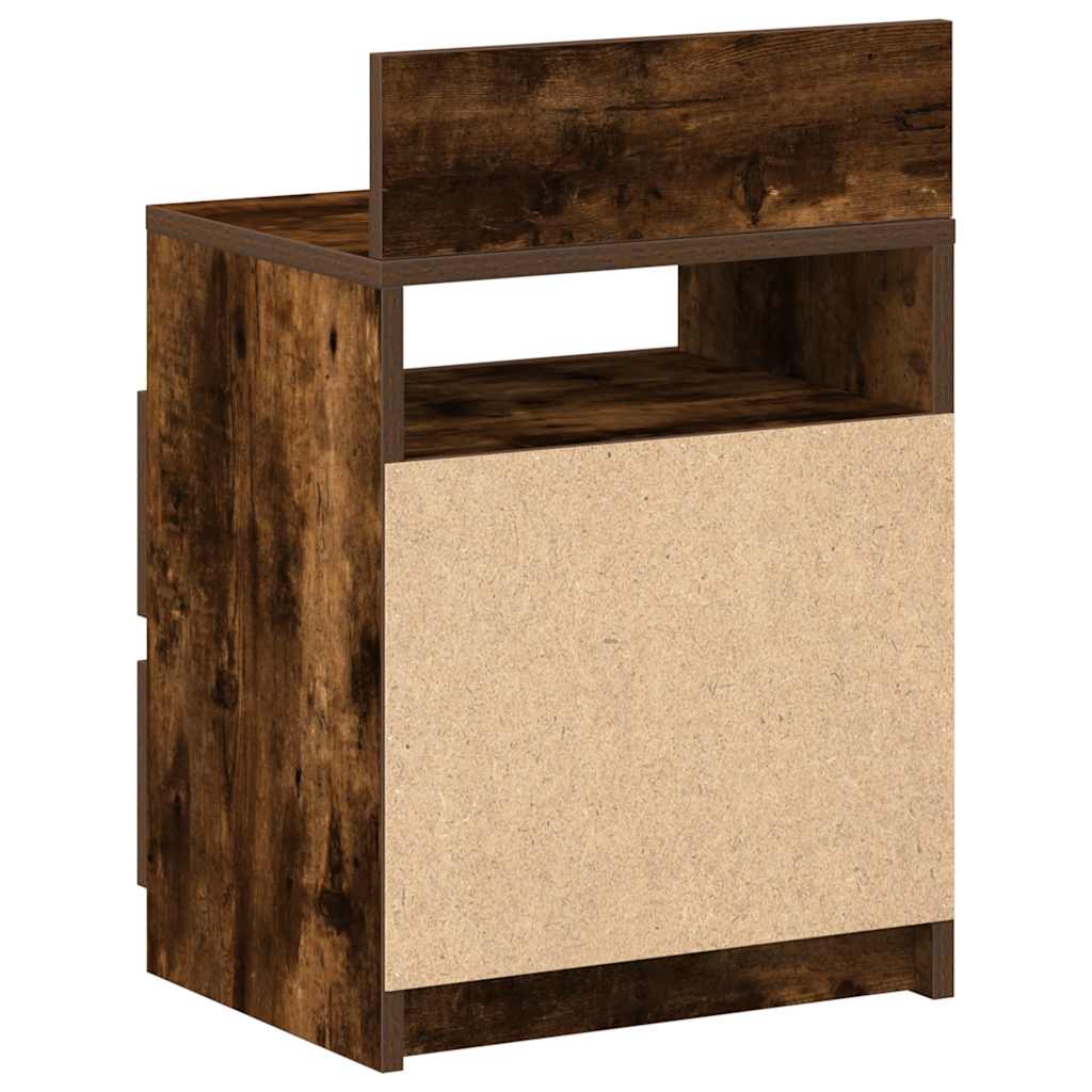 Comodino con 2 Cassetti Rovere Fumo 40x33x60 cm