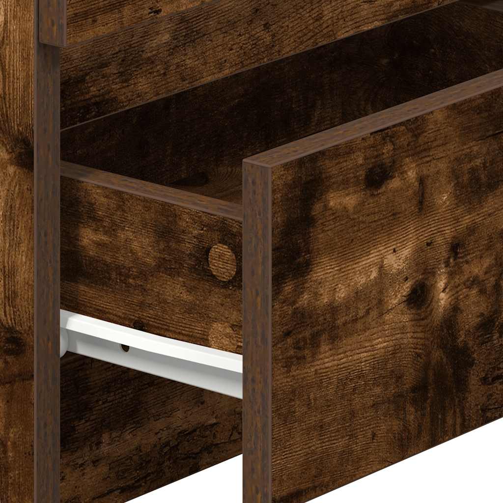 Comodino con 2 Cassetti Rovere Fumo 40x33x60 cm