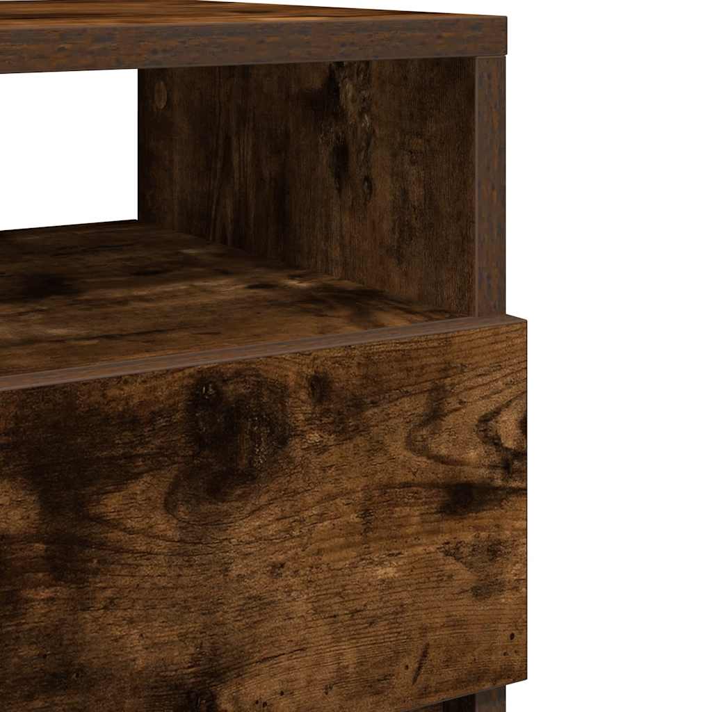 Comodino con 2 Cassetti Rovere Fumo 40x33x60 cm