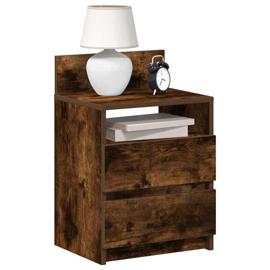 Comodini 2 pz con 2 Cassetti Rovere Fumo 40x33x60 cm