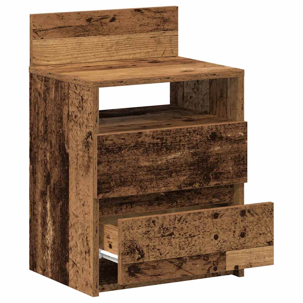 Comodino con 2 Cassetti Legno Antico 40x33x60 cm - homemem39
