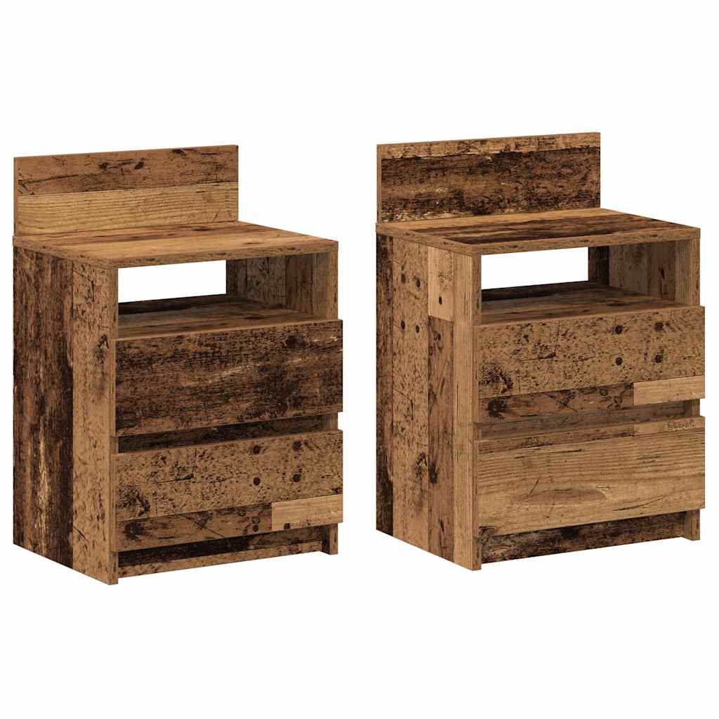 Comodini 2 pz con 2 Cassetti Legno Antico 40x33x60 cm - homemem39