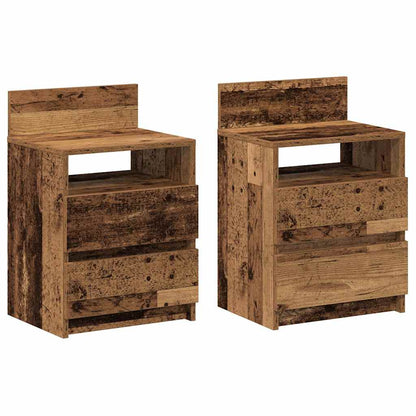 Comodini 2 pz con 2 Cassetti Legno Antico 40x33x60 cm - homemem39