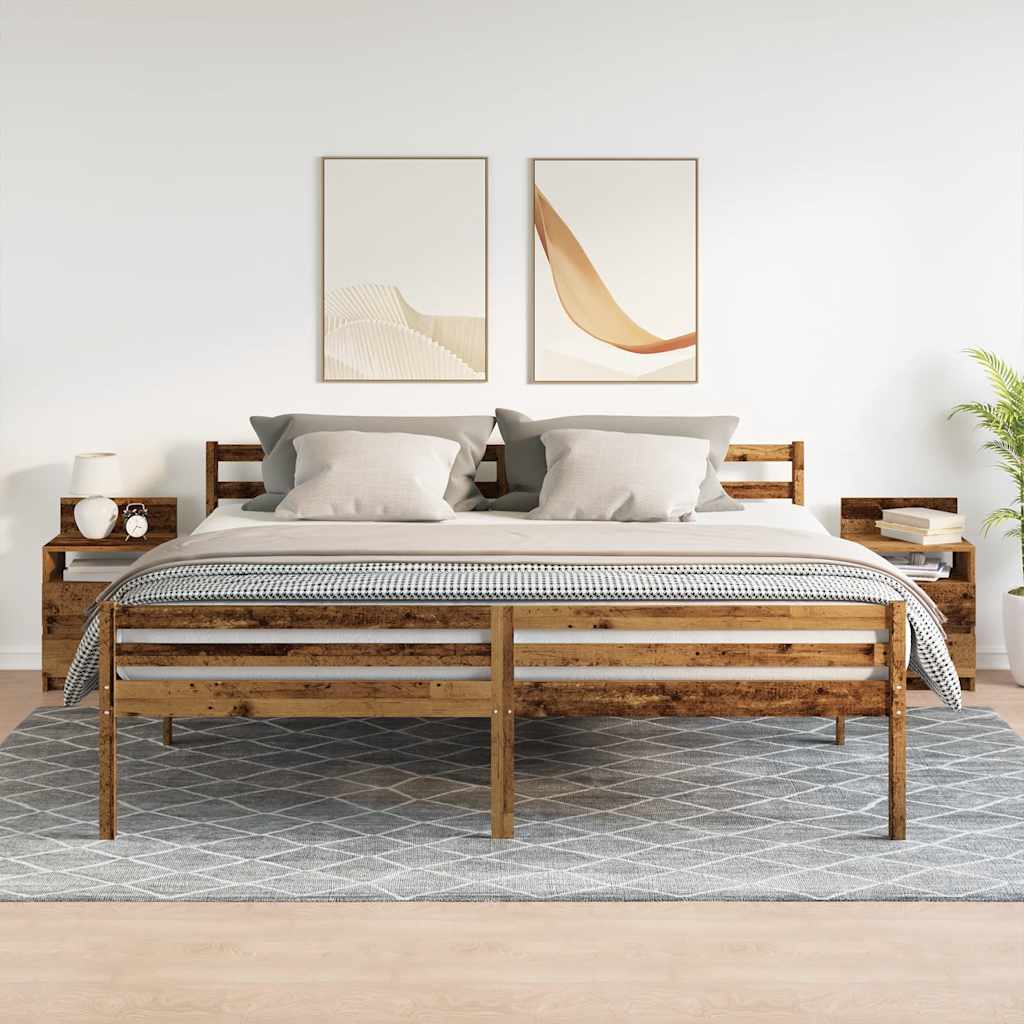 Comodini 2 pz con 2 Cassetti Legno Antico 40x33x60 cm - homemem39