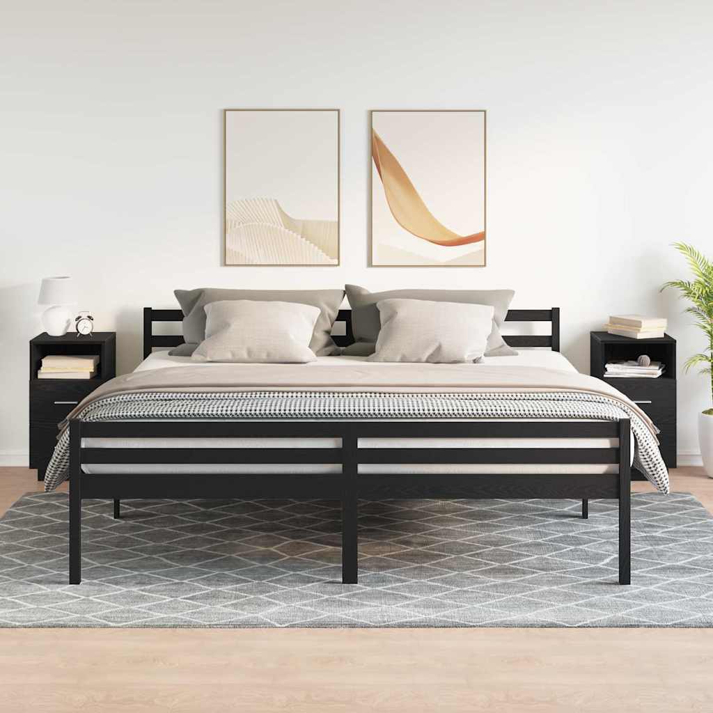 Comodini 2 pz con 2 Cassetti Neri 36x36x68 cm - homemem39