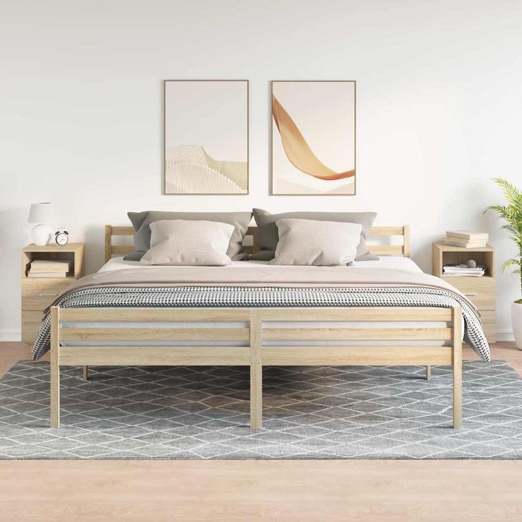 Comodini 2 pz con 2 Cassetti Rovere Sonoma 36x36x68 cm