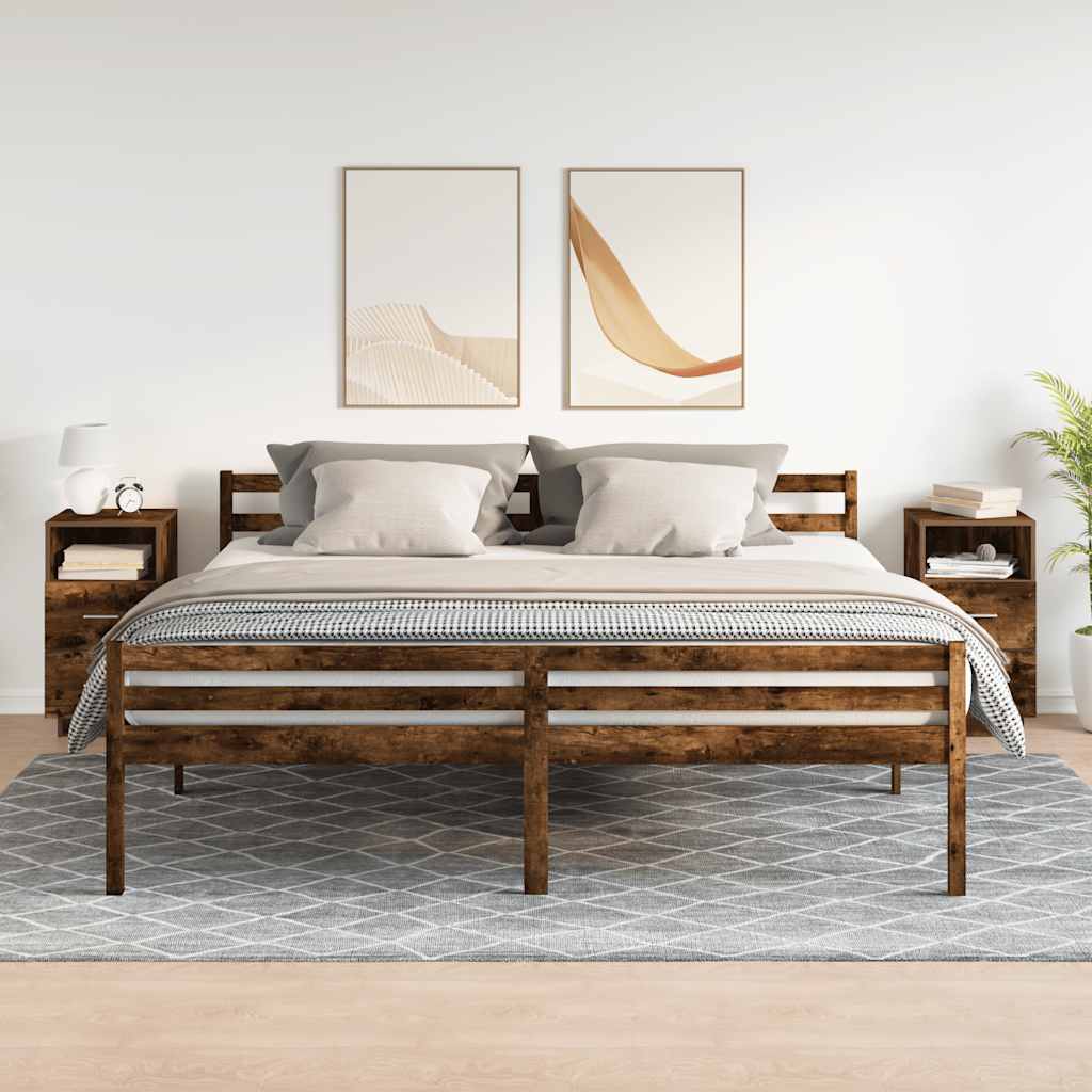 Comodini 2 pz con 2 Cassetti Rovere Fumo 36x36x68 cm - homemem39