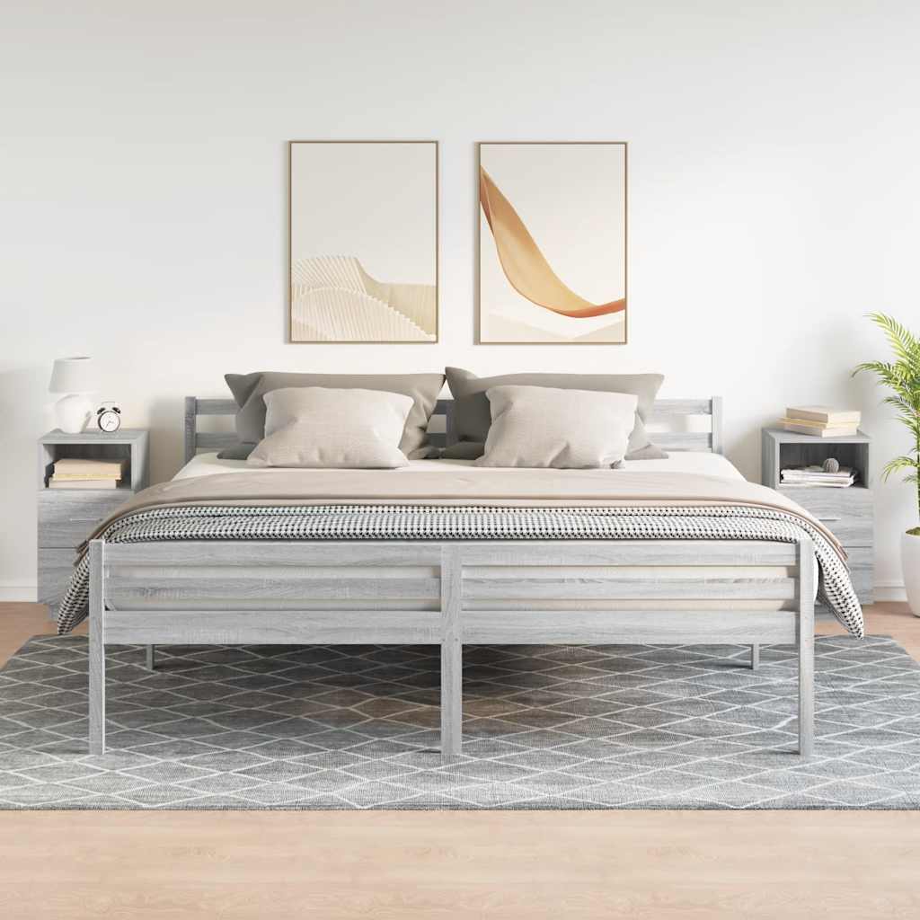 Comodini 2 pz con 2 Cassetti Grigio Sonoma 36x36x68 cm - homemem39