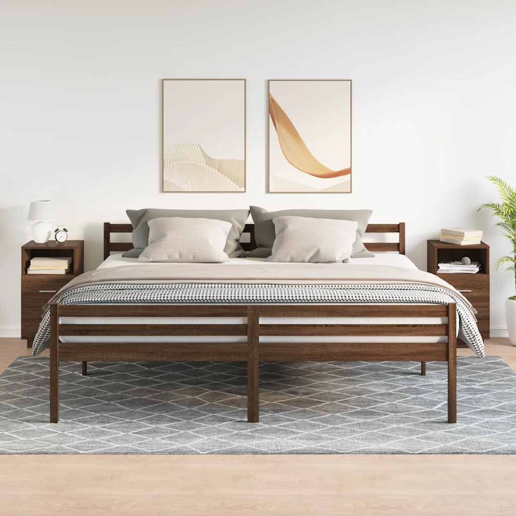 Comodini 2 pz con 2 Cassetti Rovere Marrone 36x36x68 cm - homemem39