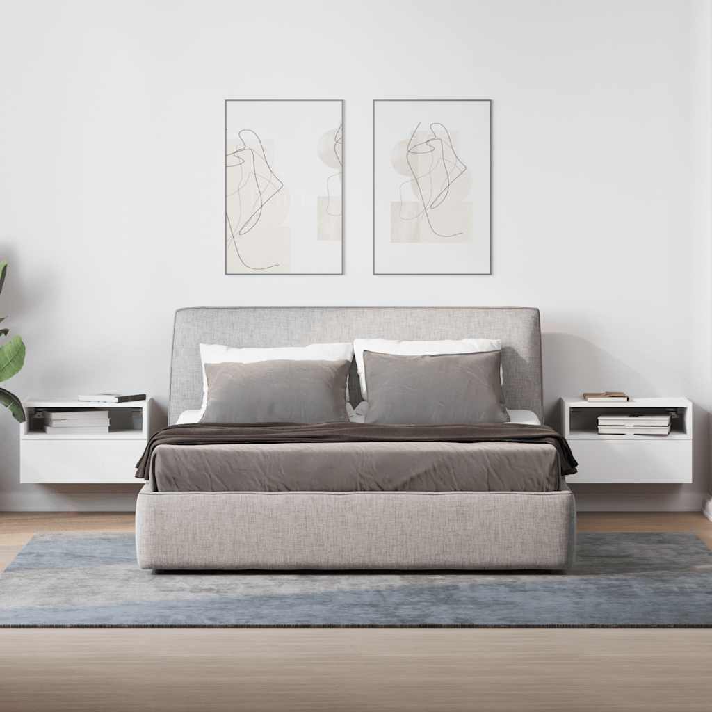 Comodini a Muro 2 pz Bianchi 45x26x28,5 cm