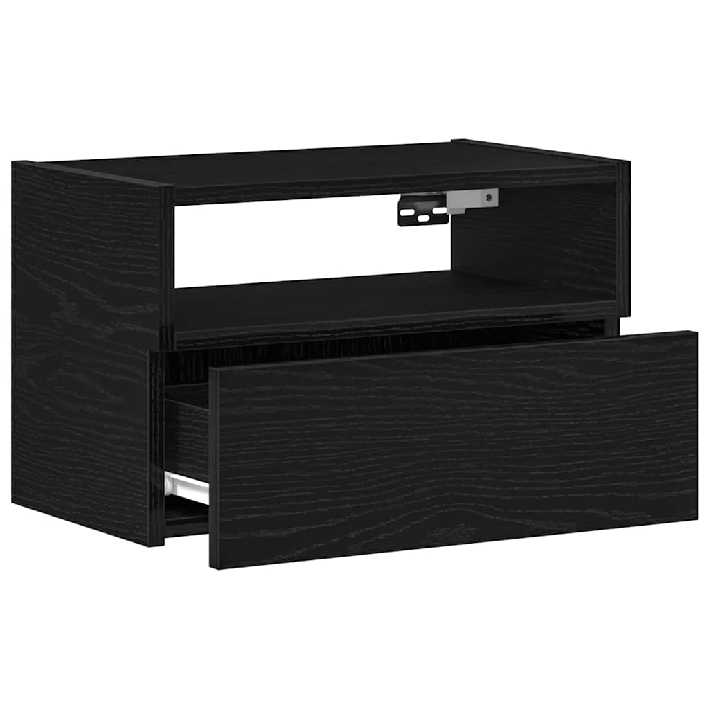 Comodino a Muro Nero 45x26x28,5 cm - homemem39