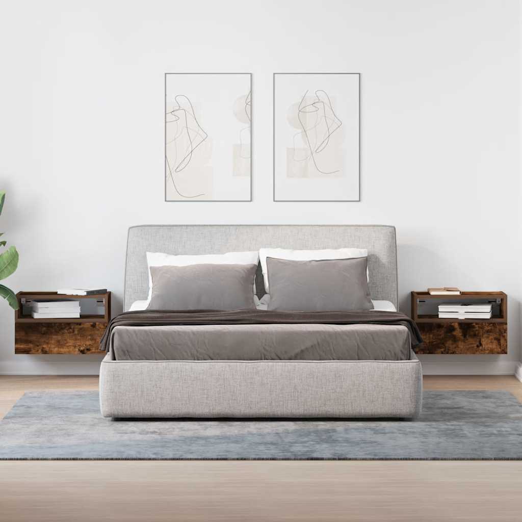 Comodini a Muro 2 pz Rovere Fumo 45x26x28,5 cm - homemem39