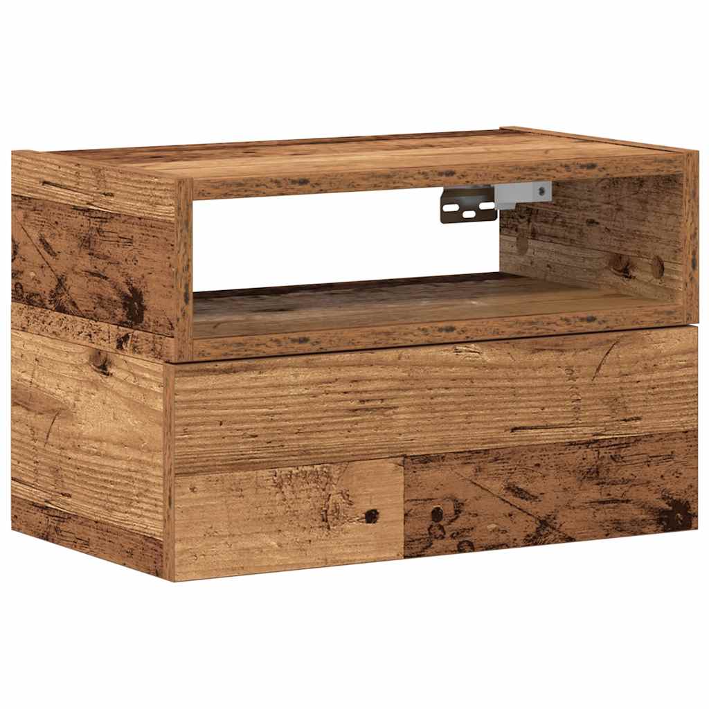 Comodino a Muro Legno Antico 45x26x28,5 cm - homemem39