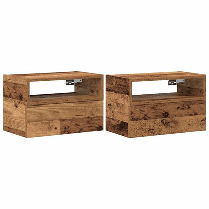 Comodini a Muro 2 pz Legno Antico 45x26x28,5 cm