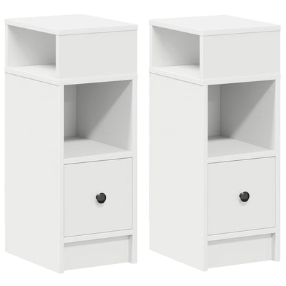 Comodini 2 pz con Cassetto Bianchi 25x31x66 cm