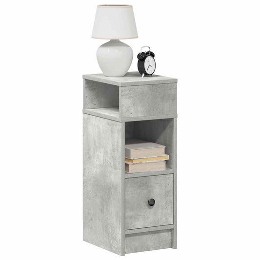 Comodino con Cassetto Grigio Cemento 25x31x66 cm