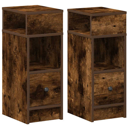 Comodini 2 pz con Cassetto Rovere Fumo 25x31x66 cm