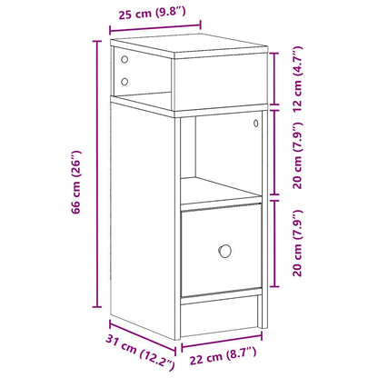 Comodino con Cassetto Legno Antico 25x31x66 cm