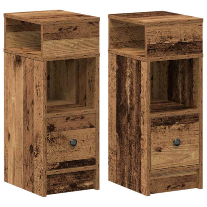 Comodini 2 pz con Cassetto Legno Antico 25x31x66 cm - homemem39