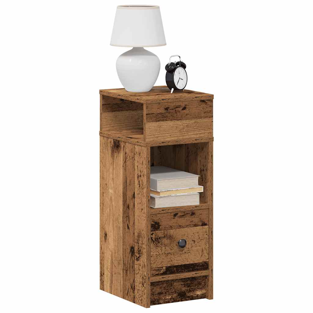 Comodini 2 pz con Cassetto Legno Antico 25x31x66 cm - homemem39