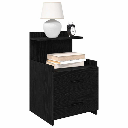 Comodino con 2 cassetti Nero 40x36,5x62 cm