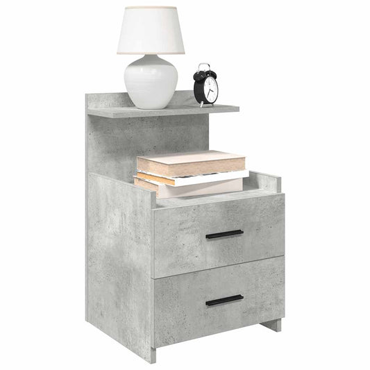 Comodino con 2 cassetti Grigio Cemento 40x36,5x62 cm