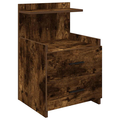 Comodino con 2 cassetti Rovere Affumicato 40x36,5x62 cm