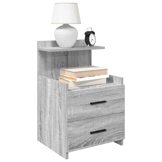 Comodini 2 pz con 2 cassetti Grigio Sonoma 40x36,5x62 cm