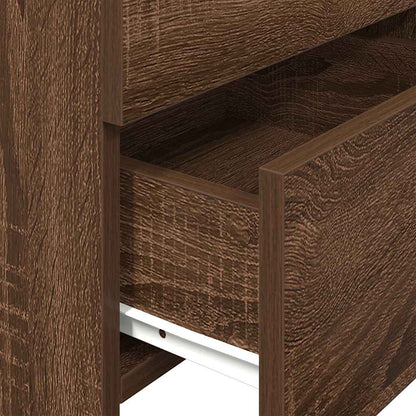 Comodini 2 pz con 2 cassetti in rovere marrone 40x36,5x62 cm