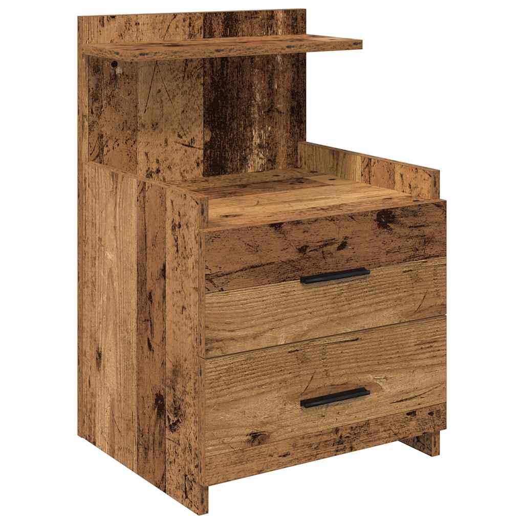Comodino con 2 cassetti in legno vecchio 40x36,5x62 cm - homemem39
