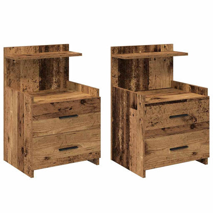 Comodini 2 pz con 2 cassetti in legno vecchio 40x36,5x62 cm