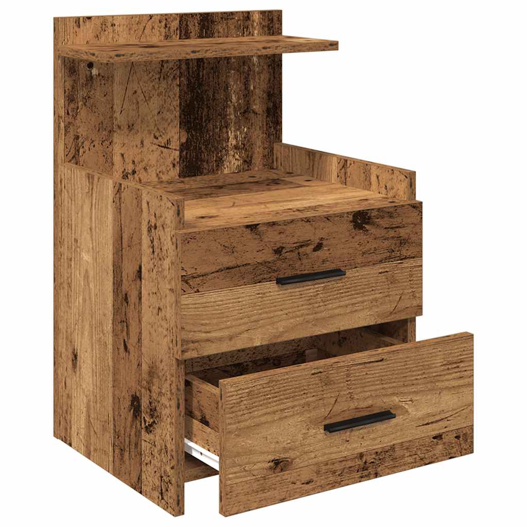 Comodini 2 pz con 2 cassetti in legno vecchio 40x36,5x62 cm