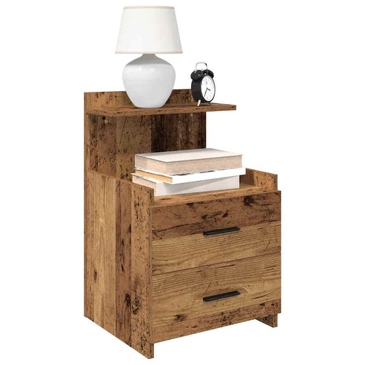 Comodini 2 pz con 2 cassetti in legno vecchio 40x36,5x62 cm