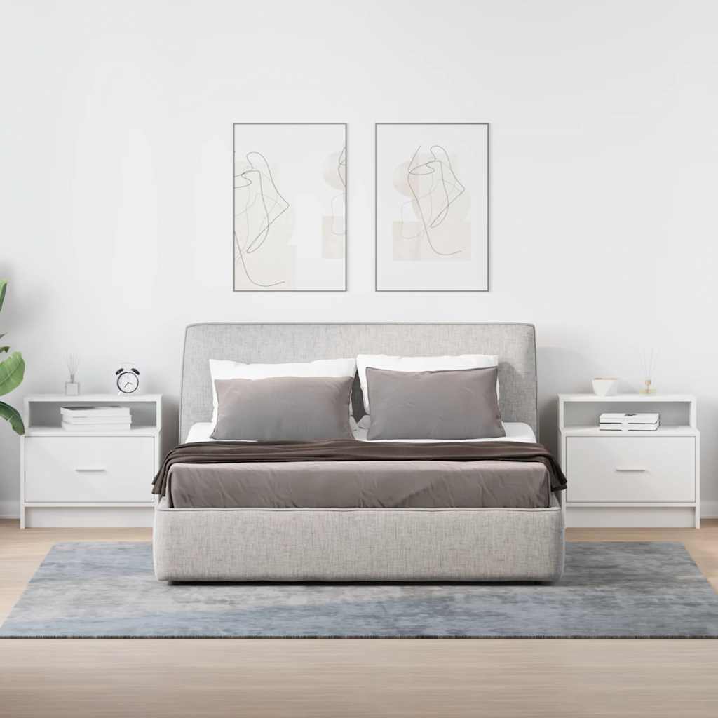 Comodini con Cassetto 2 pz Bianco 51x31x47 cm - homemem39