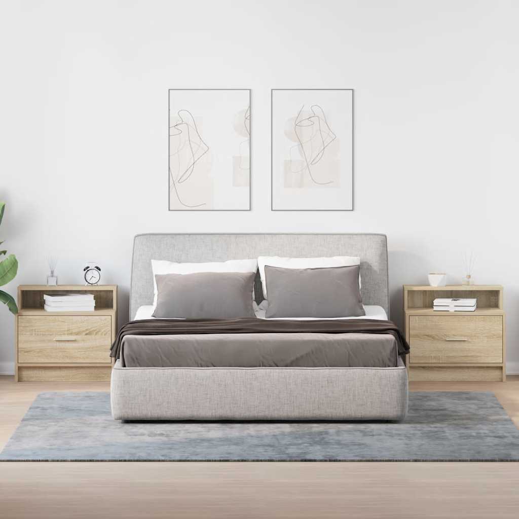 Comodini con Cassetto 2 pz Rovere Sonoma 51x31x47 cm - homemem39