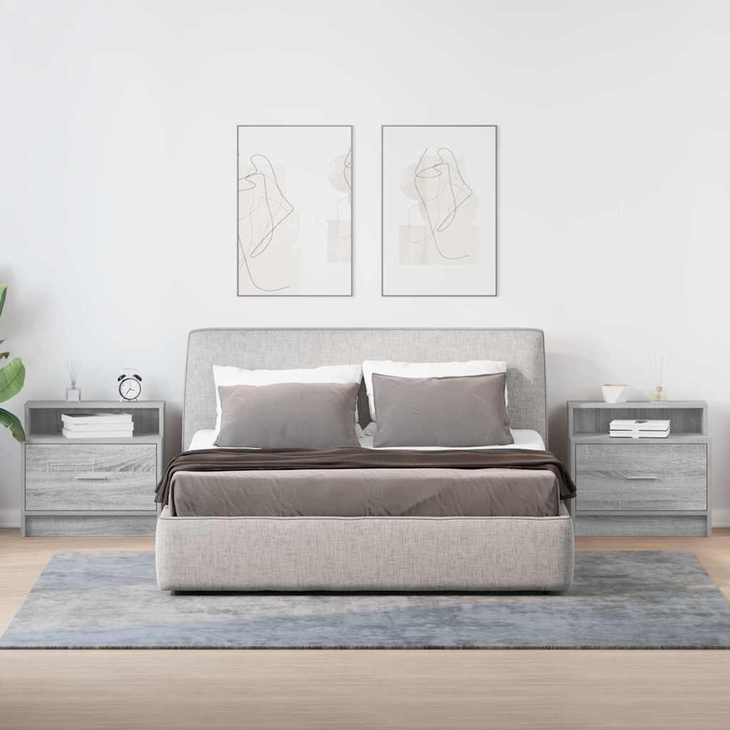 Comodini con Cassetto 2 pz Grigio Sonoma 51x31x47 cm - homemem39