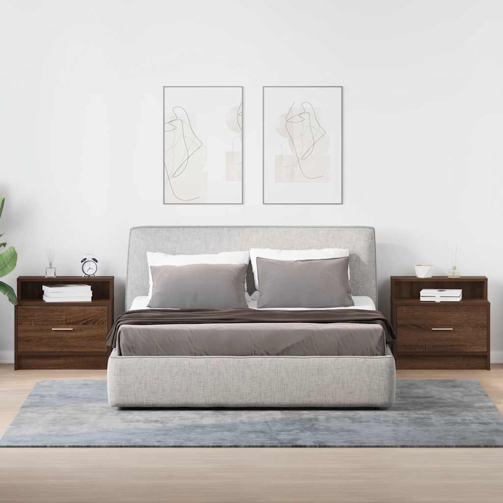 Comodini con Cassetto 2 pz Rovere Marrone 51x31x47 cm - homemem39