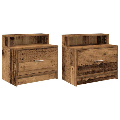 Comodini con Cassetto 2 pz in Legno Antico 51x31x47 cm - homemem39