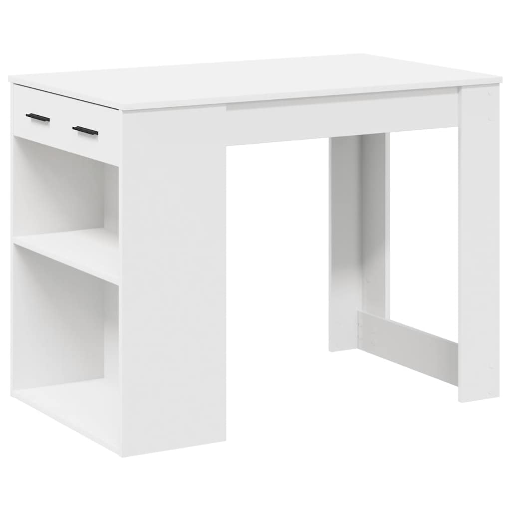 Scrivania con Cassetto e Ripiano Bianca Legno Multistrato | homemem39