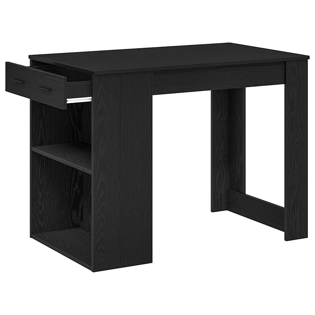 Scrivania con Cassetto e Ripiano Rovere nero Legno Multistrato | homemem39