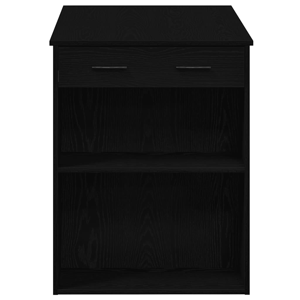 Scrivania con Cassetto e Ripiano Rovere nero Legno Multistrato | homemem39